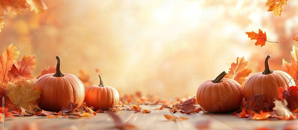 Aufkleber Pumpkins of autumn. with copy space image. Place for adding text or design