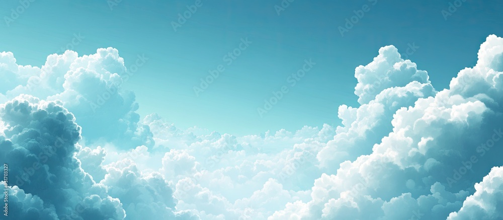 Fototapete Beautiful blue sky with white clouds a backdrop offering space for your own text. with copy space image. Place for adding text or design