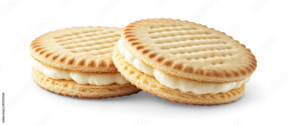Fototapete sandwich biscuits filled with cream isolated on a white background with a clipping path and copy spa
