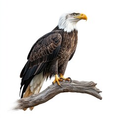 Obraz premium Majestic Bald Eagle Perched on a Weathered Branch