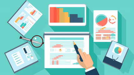 Report analysis and business research flat,Marketing concepts collection vector image