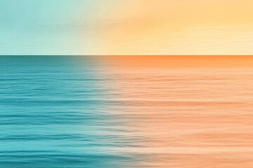 Obraz premium A gradient moving from a warm orange to a cool teal with a subtle grain effect, resembling a sunset over the ocean.