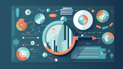 Obraz premium Report analysis and business research flat,Marketing concepts collection vector image