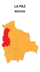 La Paz Map is highlighted on the Bolivia map with detailed state and region outlines.