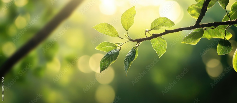 Leinwandbilder branch and leaf of a tree are lovely in the forest as a background. with copy space image. place for