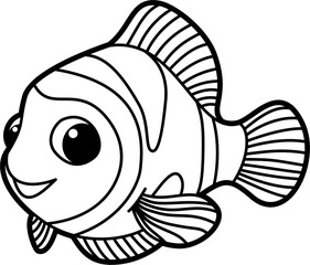 Clown fish coloring outline vector illustration