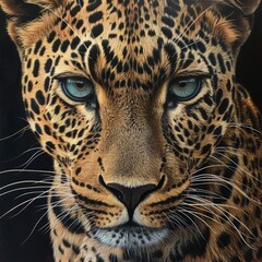 Naklejka premium A leopard resting on rock hidden in bush. 