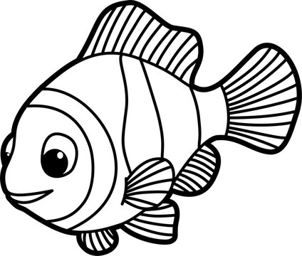 recommend clip art: Clown fish coloring outline vector illustration