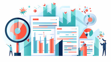 Report analysis and business research flat,Marketing concepts collection vector image
