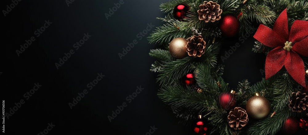 Aufkleber Wreath with a Christmas theme. with copy space image. Place for adding text or design
