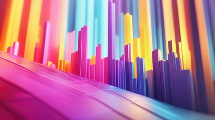 Obraz premium A vibrant 3D illustration of an abstract financial graph rising upwards, symbolizing profit gains and market expansion