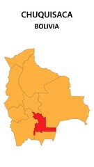 Chuquisaca Map is highlighted on the Bolivia map with detailed state and region outlines.