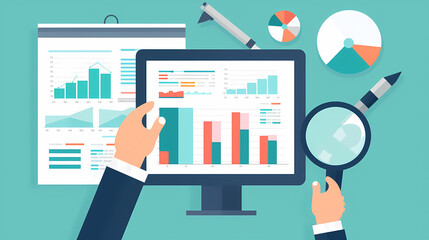 Report analysis and business research flat,Marketing concepts collection vector image