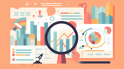 Fototapeta premium Report analysis and business research flat,Marketing concepts collection vector image