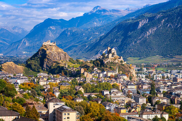 Fototapeta premium Sion, Switzerland in the Canton of Valais
