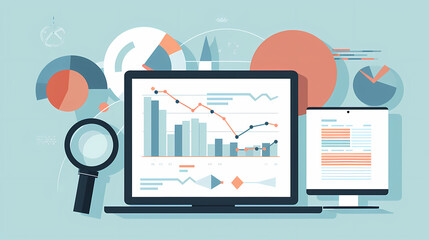 Fototapeta premium Report analysis and business research flat,Marketing concepts collection vector image