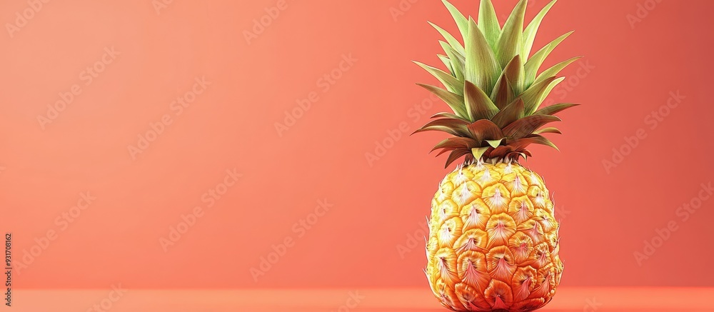 Aufkleber ripe beautiful pineapple representing seasonal collection and harvest. with copy space image. Place for adding text or design