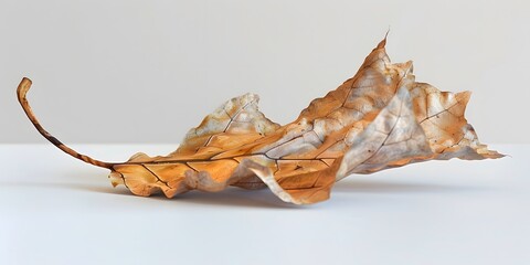 Fototapeta premium Minimal Dried Leaf on Plain Background for Elegant Decoration