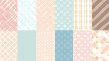 Plaid pattern seamless ornate set pastel color vector image