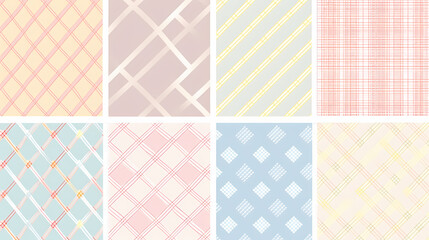 Plaid pattern seamless ornate set pastel color vector image