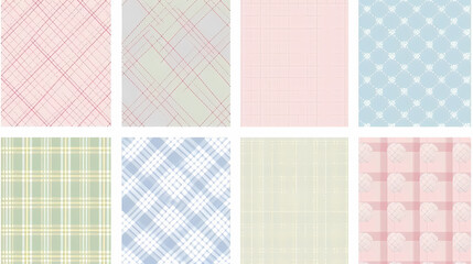 Plaid pattern seamless ornate set pastel color vector image