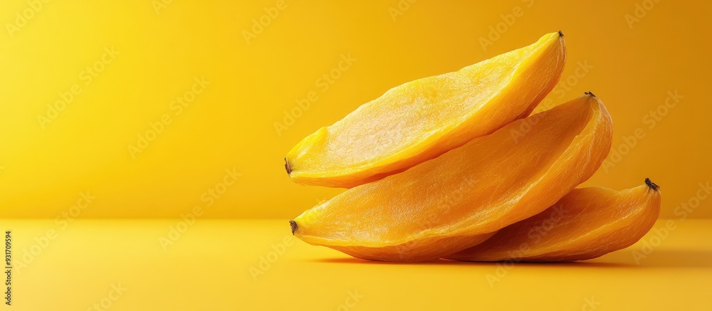 Poster Mango Dried mango set against the background. with copy space image. Place for adding text or design