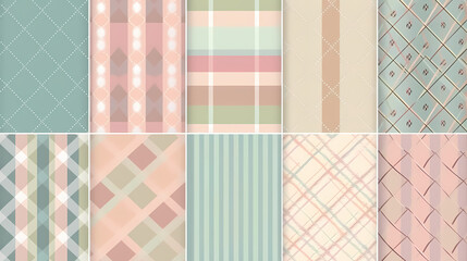 Plaid pattern seamless ornate set pastel color vector image