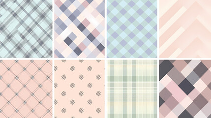Plaid pattern seamless ornate set pastel color vector image