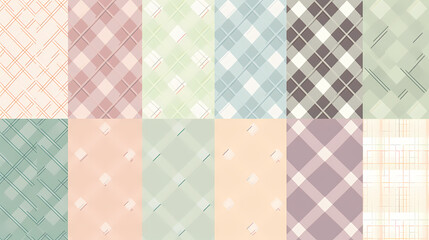 Plaid pattern seamless ornate set pastel color vector image