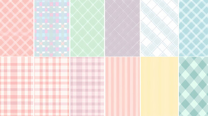 Plaid pattern seamless ornate set pastel color vector image