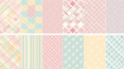 Plaid pattern seamless ornate set pastel color vector image