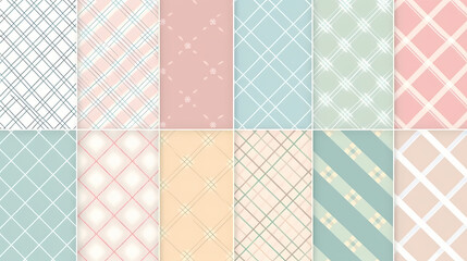 Plaid pattern seamless ornate set pastel color vector image