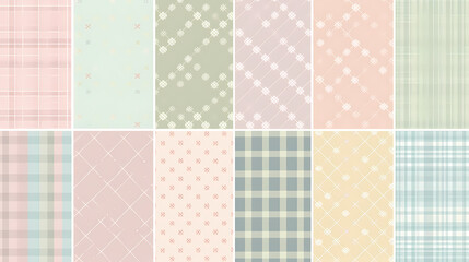 Plaid pattern seamless ornate set pastel color vector image