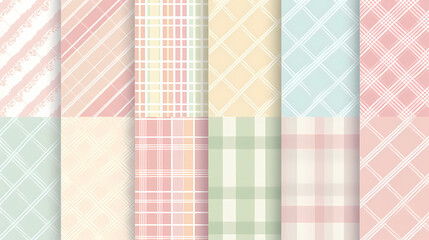 Plaid pattern seamless ornate set pastel color vector image