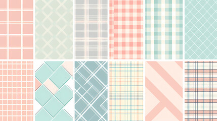 Plaid pattern seamless ornate set pastel color vector image