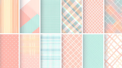 Plaid pattern seamless ornate set pastel color vector image