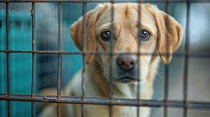 sad dog in a shelter cagep