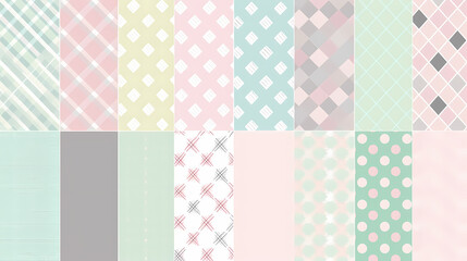 Plaid pattern seamless ornate set pastel color vector image
