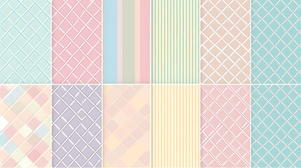 Plaid pattern seamless ornate set pastel color vector image