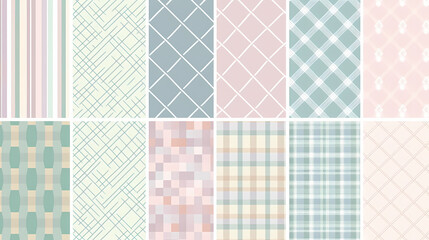 Plaid pattern seamless ornate set pastel color vector image
