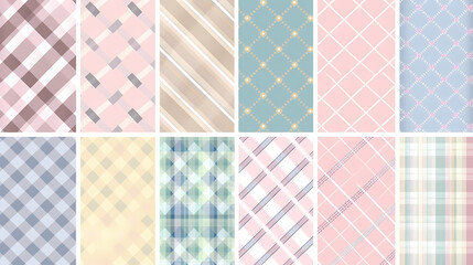 Plaid pattern seamless ornate set pastel color vector image