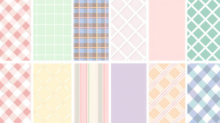 Plaid pattern seamless ornate set pastel color vector image