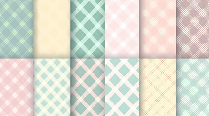 Plaid pattern seamless ornate set pastel color vector image