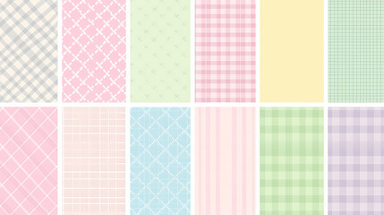 Plaid pattern seamless ornate set pastel color vector image
