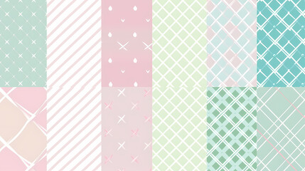 Plaid pattern seamless ornate set pastel color vector image