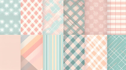 Plaid pattern seamless ornate set pastel color vector image