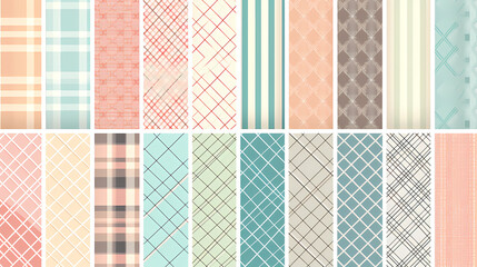 Plaid pattern seamless ornate set pastel color vector image