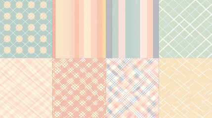 Plaid pattern seamless ornate set pastel color vector image