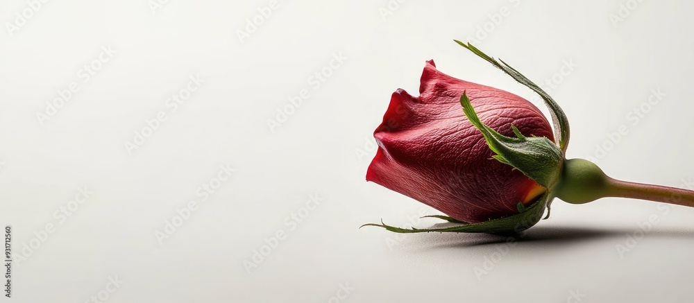 Leinwandbilder isolated rosebud on a white background. with copy space image. place for adding text or design