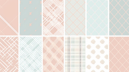 Plaid pattern seamless ornate set pastel color vector image